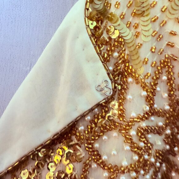 Creative Creations Gold Evening Jacket Womens M Sequin Beaded Embellished VTG - Picture 12 of 14